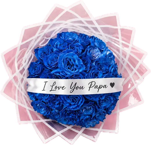 Blue rose bouquet with I Love You Papa sash, Father's Day flowers Orlando