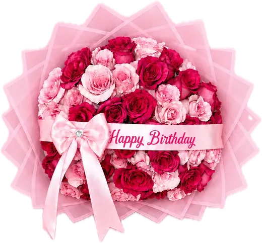 Pink roses with bow and Happy Birthday sash, birthday bouquet Orlando
