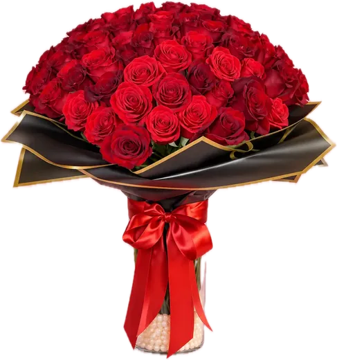 Red roses in a pearl vase with red bow, rose arrangement Orlando