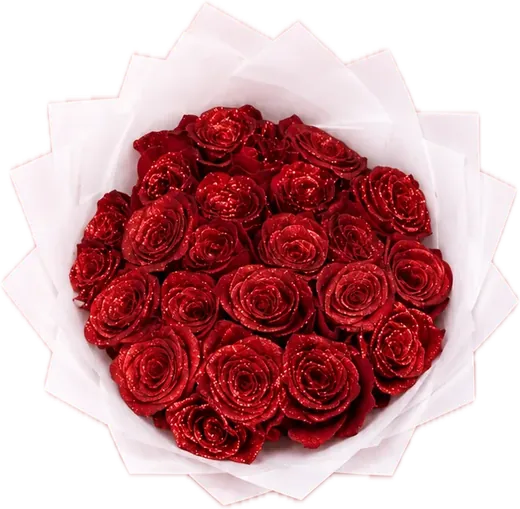 Red rose bouquet in white wrap, classic roses Orlando