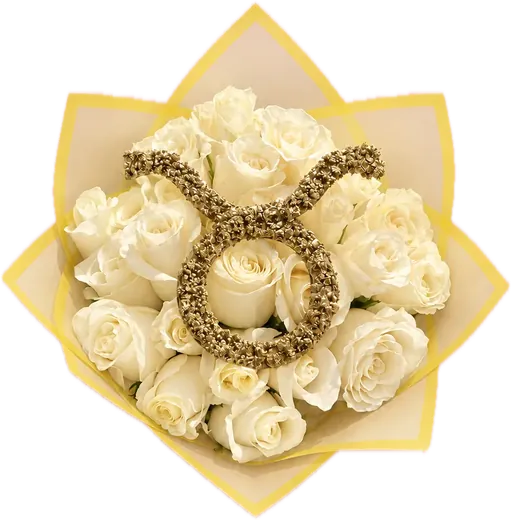 White rose bouquet with gold glitter Taurus zodiac sign, birthday bouquet Orlando